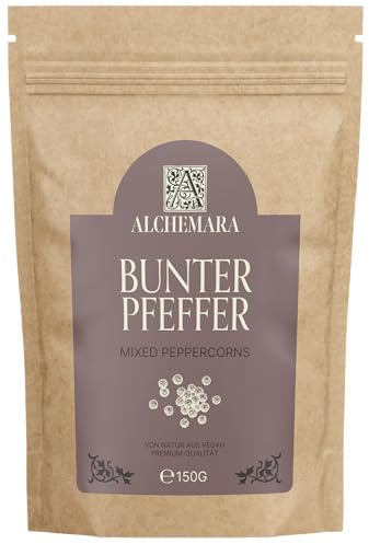 Blandade Pepparkorn Alchemara (150g) – Pepparmix– Varsamt Torkade Kryddor och Smaksättare för Matlagning – Aromatiska Kryddor