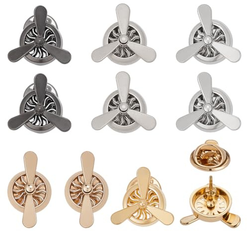 FINGERINSPIRE 10 broches de hélice de avión, 5 estilos de pines de solapa de aleación de zinc, insignias de piloto vintage de colores mixtos para chaquetas, sombreros, bolsos, perfectos para