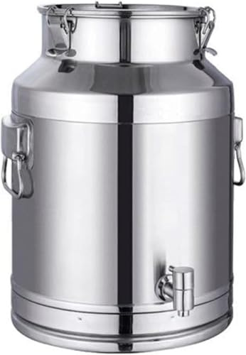 Stainless Steel Milk Can 5L/6L/7L/8L/9L/14L – Food Grade Steel Bucket with Sealed Lid and Tap – Multi-Purpose Container for Water, Wine, Oil, Tea, Kitchen or Farm Use(5L)