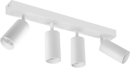 Foco de Techo LED de 4 Luces, Kit de iluminación de riel Fijo, Ajustable 360°+90°, Montaje semiempotrado, Foco de Techo Moderno, focos de riel para Cocina, Isla, Pasillo, galería (4000K, 4 x 7 W)