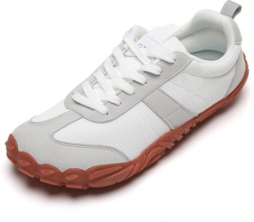 Barefoot Shoes Men Women – Minimalist Zero Drop Trainers with Wide Toe Box, Lightweight Walking Running Shoes for Gym & Outdoor (White, Adult, Men, 6, Numeric, UK Footwear Size System, Medium)