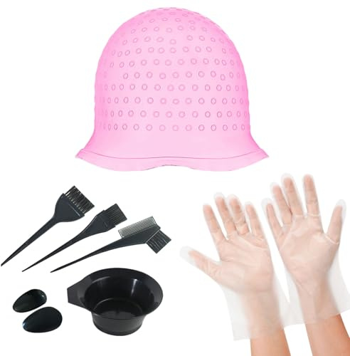 Lumi Zenva Cuffia per Meches in Silicone con Accessori, Set Capelli Fai da Te con Pennello e Guanti, Riutilizzabile per Donna e Ragazza, Facile da Usare per Colpi di Sole.