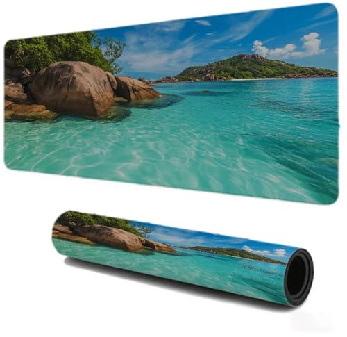 Alfombrilla Ratón Gaming 800x400, Mejora la Velocidad y la Precisión, Área del mar Planta Mouse Pad Antideslizante, Alfombrillas Raton de Oficina y Casa, Accesorio Gaming para Ratón Teclado S-158