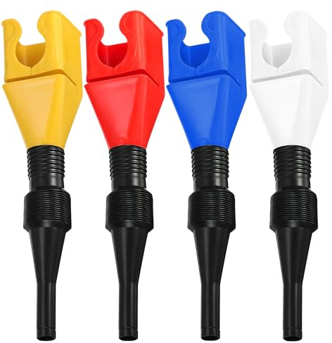 ZSSZD Lot de 4 Entonnoir à Carburant, Entonnoir Essence Flexible Pliable, Entonnoir Huile Moteur en Plastique à Long Goulot, Outil de Drainage pour Moto Voiture Liquide de Refroidissement