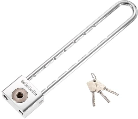 PATIKIL Long Shackle Padlock with Keys 170mm, Solid Brass U-Shaped Extra Long Extended Adjustable Shackle Lock for Locker Padlock Glass Door Gym Gate Fence Shed, Silver