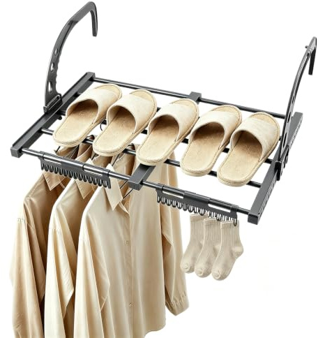 Tendedero Extensible balcón 38-55 cm Plegable para Interior y Exterior | Tenderete adaptable para radiador, práctico para secar todo tipo de ropa
