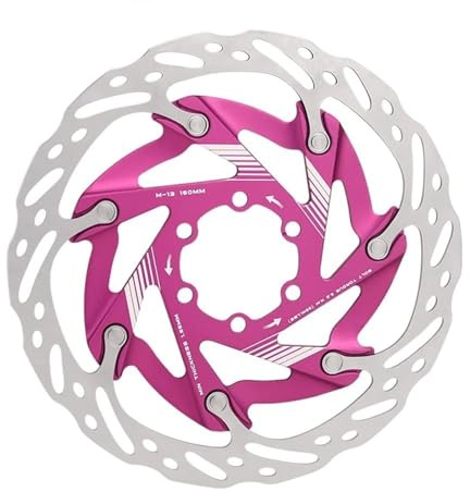 cyklar bakbromstrumma Cykelbromsskiva 6 skruvskivkylning ihåliga belägg 160 mm MTB Cykel Hydraulisk Ultralätt flytande rotor(Pink 160mm)