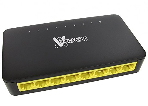 rhinocables - Network Switch Box | 8 Port Connectivity | 10/100/1000 Speed | Plug & Play | LED Indicators | Home & Office Networking | CAT5 CAT6 RJ45 Hub (8 Port Cat6) | 8 Port Connectivity, 10/100/1000 Speed, Plug & Play, LED Indicators, Home & Office Networking