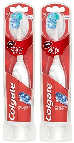 2 x Colgate 360 max bianco uno spazzolino da denti batteria