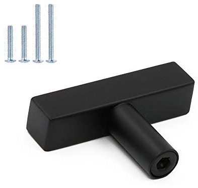 Goldenwarm 5Pack Black Drawer Knobs T Bar Square Cupboard Handles