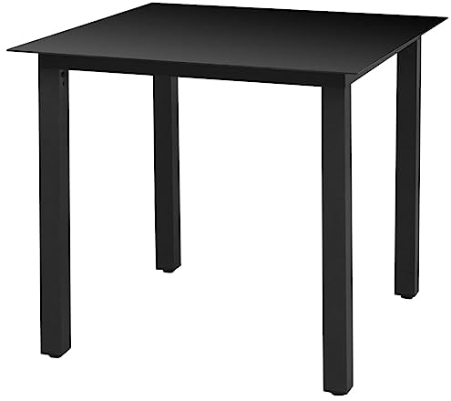 vidaXL Garten Esstisch Witterungsbeständig Gartentisch Gartenmöbel Tisch Balkontisch Terrassentisch Glas Aluminium 80x80x74cm Schwarz