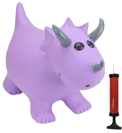 Happy Hopperz Aufblasbares Hüpftier zum Aufsitzen, inklusive Pumpe, lila Triceratops, 12 Monate - 2,5 Jahre