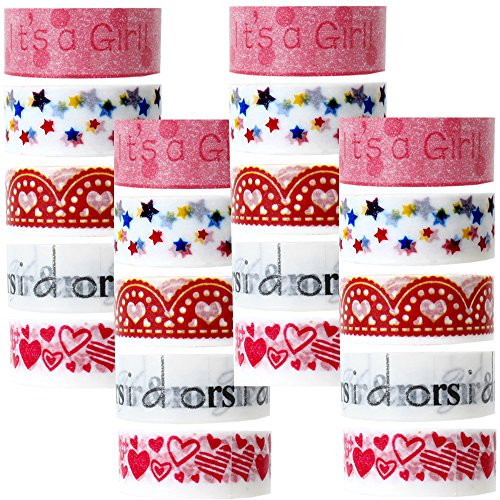 TE-Trend 20 Stück DIY Set Washi Tape Klebeband Rollen 5m 15mm Scrapbooking Dekoband weiß rot beschreibbar