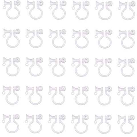 PH PandaHall 30pcs Plastic Clip on Earring, U Type Plastic Clip Earrings Converter U Type Earrings Finding Clear Non-Pierced Invisible Earring Components for DIY Jewelry Making