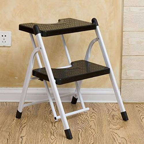 MHBGX Einfache Multifunktionsklapphocker, Haushalt Klapphocker, Metall Schritt Hocker, Einfache Kinderhocker, Drei Farben Stuhl,Schwarz