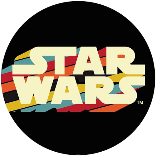 Komar DOT runde und selbstklebende Vlies Fototapete - Star Wars Typeface - Ø Durchmesser 125 cm - Kinderzimmer, Retro, Wandsticker, Wandtattoo - DD1-030