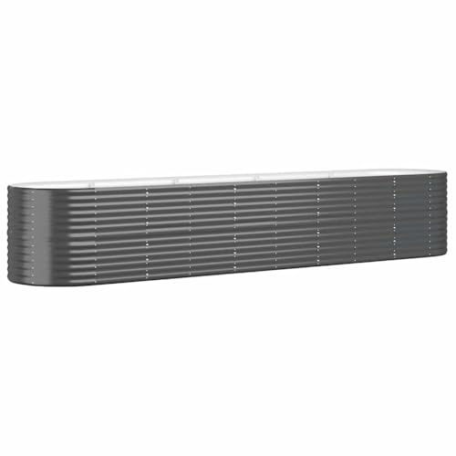 vidaXL Jardinera Arriate Elevado Macetero Maceta Tiesto Soporte para Plantas Vegetales Hierbas Acero Galvanizado Antracita 368x80x68 cm