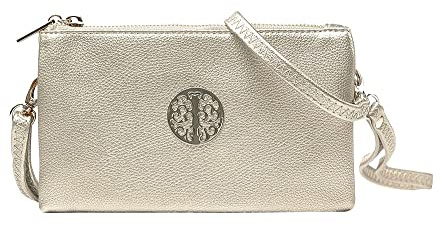 Eye Footwear Women's Long & Son By Eye Small Clutch, Wristlet, Shoulder,Cross-Body Bags 3141 (Silver)