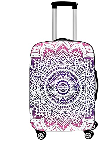 Hixingo Elastisch Kofferhülle Kofferschutzhülle, 3D Mandalas Koffer Schutzhülle Staubdichte Reisekoffer Hülle Trolley Case Schutzhülle Reisegepäckabdeckung (Lila Weiß,M (22-24 Zoll))