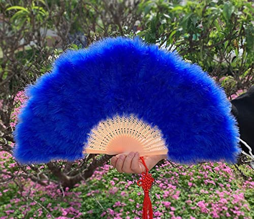 LUMoony 1Pcs Folding Fan Hand Fan Feather Fan Hand Fan Retro Hand Fan Ladies Ladies Fan Feather for Wedding, Halloween, Party, Guest Favor, Outdoor Feathers, Costume, Accessory