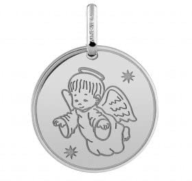 Argyor - Medaille Baptème Or 750/00 - ANGE AVEC LES ETOILES - BLANC