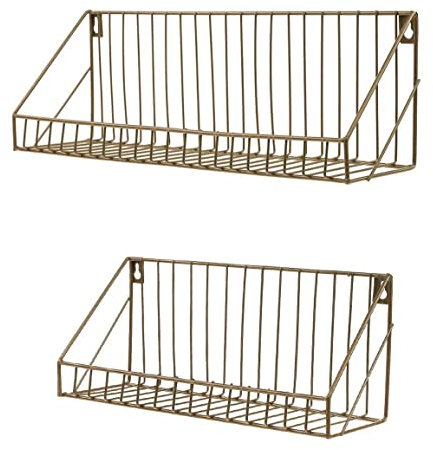 Lodokdre Estantería flotante de pared con rejilla de metal, estantes de almacenamiento, para BüCher, CD y decoración