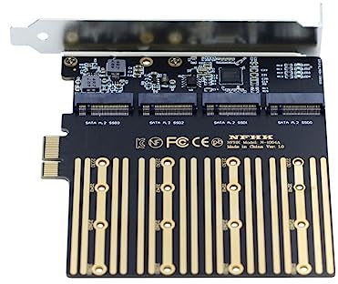chenyang M.2 SSD auf PCI-E X1 Adapter 4 SATA SSD auf PCIe 3.0/4.0 Erweiterungskartenadapter ASM1064 Chipsatz mit 12cm PCI-E Halterung
