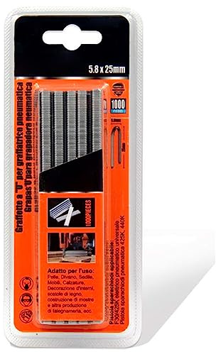 Tradineur Lot de 1000 agrafes pour agrafeuses pneumatiques en fer 5,8 x 25 mm