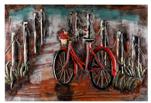 Quadro da parete in metallo, pezzo unico, immagine in rilievo, colore rosso, dettagliato, 3D, 120 x 80 cm, realizzato a mano