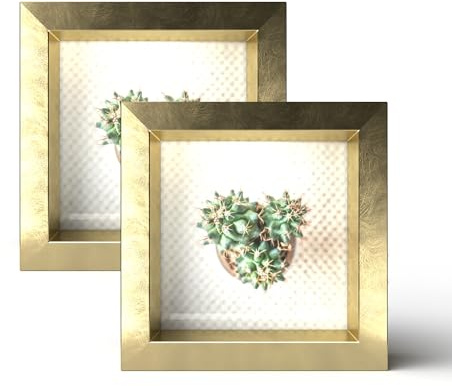 Wackadoo 2er Set Bilderrahmen, Hochwertige Metallic Fotorahmen Fotogalerie mit Glasscheibe Collage (10 x 10, Gold)