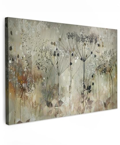 MuchoWow© Leinwände Groß 120x80 cm XXL Wall Decoration Bilder Schlafzimmer Deko Pictures Canvas Painting Wanddekoration Wohnzimmer Blumen - Grau - Natur - Kunst