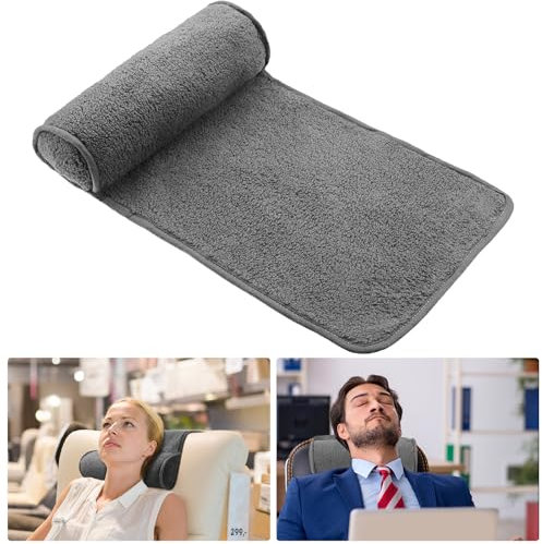 Weysat Almohada de Cuello para Silla reclinable, Forro Polar Antideslizante, Ajustable, Soporte para el Cuello, Almohada reposacabezas para Viajes, hogar, Oficina, sillón reclinable, Gris Oscuro