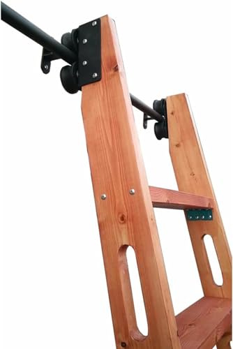 CATANK Rollendes Bibliotheksleiter-Schienen-Set mit Bodenrolle, Schiebe-Scheunentor-Hardware-Set, Lagerschrank-System-Schienen-Set, Mobile Leiter-Rundrohrschiene/Schiene (Keine Leiter) (G