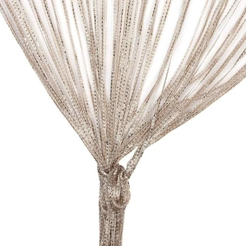 Zomanon String Door Curtains Fly Screen For Windows & Doorways - Crystal Plain Tassel (78.7''x39.4'') Champagne