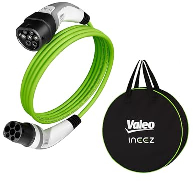 Valeo Ineez - 652109 - Cable de Carga para vehículos eléctricos o híbridos enchufables con Bolsa de Transporte - Tipo 2 a Tipo 2-7,4 kW - 10 Metros