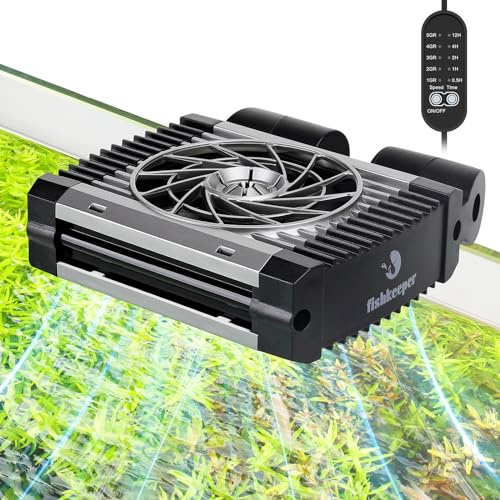 fishkeeper Aquarien Kühler, Einstellbare Luftgeschwindigkeit AquariumLüfter | Aquarium Wasserkühler mit Timer, Leiser Aquarienlüfter für Süßwasser & Salzwasser Aquarien bis 30 cm (1 Lüfter)