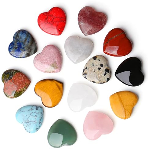 GUJOXILA 15 Stück Herz Kristalle Set Valentinstag Liebe Edelsteine | Mini Geschenke Heilsteine Spirituelle Geschenke Meditation Dekosteine Gastgeschenke Hochzeit Geschenk für Freundin