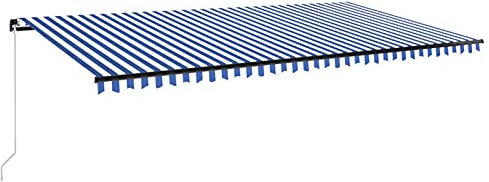 Gecheer Tenda da Sole,Retrattile,Manuale,con Luce LED,600x300 cm,Blu Bianco,Tenda da Sole da Parete da Muro,Tenda Esterno Sole,Tenda Balcone,Tenda da Sole per Esterno,Tenda da Sole a Muro