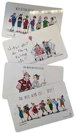 4 Frühstücksbrettchen by Sweetdesign mit Motiven von Barbara Freundlieb BEST AGER, Brettchen Schneidebrett, ca. 14,8 x 23,4 cm