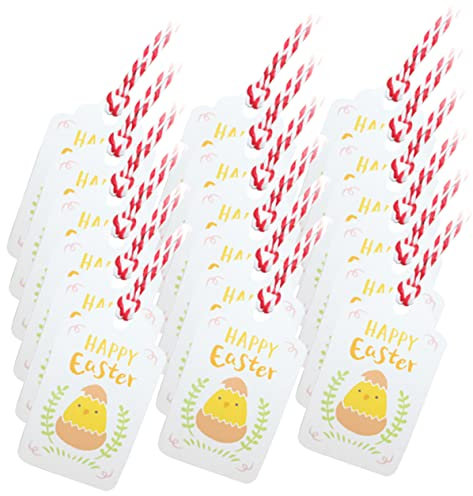 HOMOCONO 200pcs Easter Tags Small Chicken Decorative Hanging Paper Labels String Colorful Party Favor Tags Suitable for Easter Wrapping and Messaging Cards