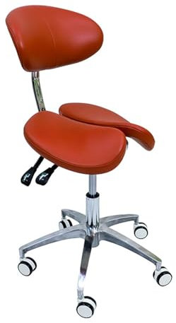 Rollbarer Sattelhocker mit geteilter Sitzfläche, Sattelstuhl, geteilter Rollstuhl, ergonomischer Sattelhocker mit geteilter Sitzfläche und Rückenlehne für Zuhause, Zahnarztpraxis, Klinik, Sa