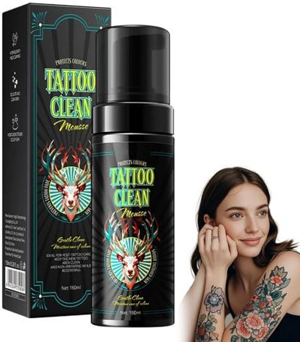 Mousse De Nettoyage Pour Tatouage,150ml Nettoyant Pour Tatouages Lotion Hydratante Pour Tatouage Crème Hydratante Pour Tatouage Après Tatouage Mousse Nettoyante Après Soins,Amélioration De La Couleur