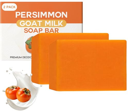 Persimmon Goat Milk Soap, Persimmon Body Wash for Odor Control, Gentle Exfoliating Soap Bar for Old People Smell, Brightening Soaps Body Odor Removal for Women & Men, Deep Cleasing Deodorant Bath Wash