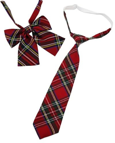 TPZORJX Cravate rouge pour homme femme carreaux cravate écossaise pour hommes coton, pour jk uniforme scolaire cosplay