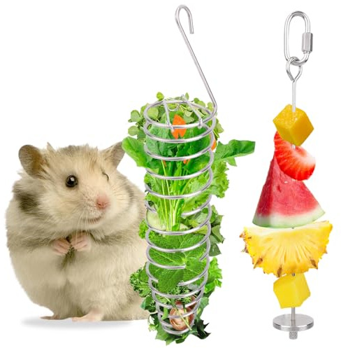 Gosknor Giocattoli la Ricerca di Cibo per Topi, Set Giocattoli per la Ricerca Cibo Topi in Acciaio Inossidabile Mangiatoia Verdure Mangiatoia Lenta Pappagalli Uccelli Roditori