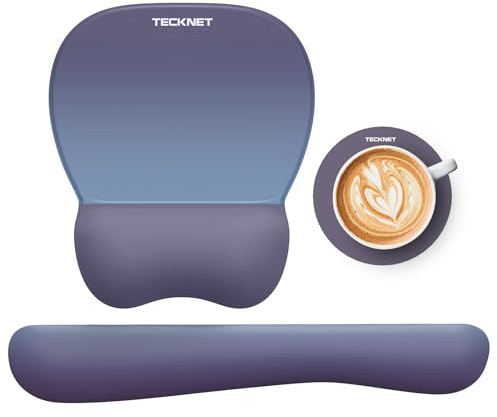 TECKNET 3-in-1 Ergonomisches Mauspad Gelkissen Wasserdicht Farbverlauf | Oberfläche für Langlebigen Schutz, Memory-Schaum mit Hoher Dichte, Entlastet Handgelenk, Ideal für Gaming, Büro und Zuhause.