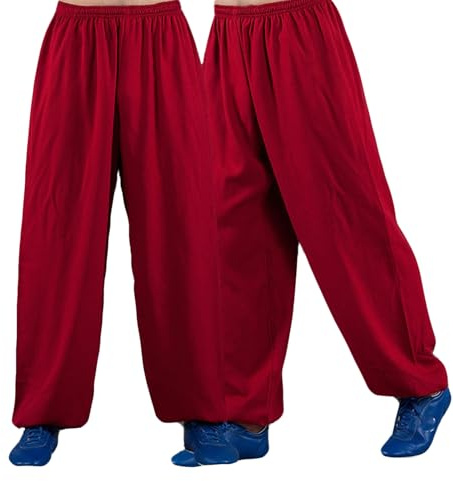 Pantaloni di Tai Cotone E Pantaloni di Arti Marziali di Lino Kung Fu Sciolte Pantaloni Tai Chi per Uomini Donne(Size:XXL,Color:A)