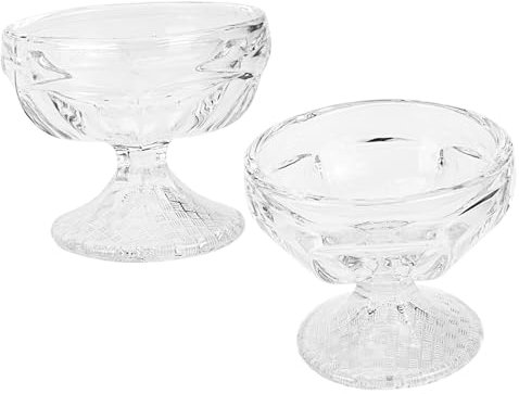 CHICAMPERA 2pezzi Ciotola in Vetro Strisce Ciotola Per Gelato in Vetro Per Budino Tazza Per Conservare Latte