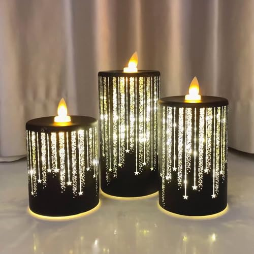 BECCOBEAT Led Kerzen Flackernde Flamme Kerze mit Batterie Led Stabkerzen Herbstdeko Halloween Weihnachtsdeko Tisch Deko für Wohnzimmer Fensterbank Schlafzimmer Badezimmer (schwarz)