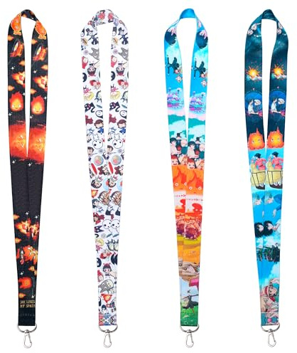 GTOTd Cute Cartoon Lanyard Schlüsselband (4Pcs) für Schlüssel Telefon, Anime Geschenke Bürobedarf Lanyard mit Metall Verschluss für Brieftasche Kreuzfahrt Teens Studenten